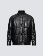 Men’s Black Sheepskin Leather Puffer Jacket
