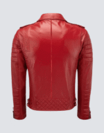 Men's Quilted Red Leather Jacket