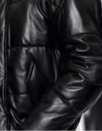 Men’s Black Sheepskin Leather Puffer Jacket