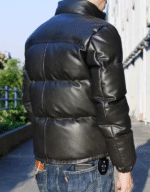 Men’s Handmade Sheepskin Leather Puffer Jacket