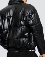 Men’s Black Sheepskin Leather Puffer Jacket