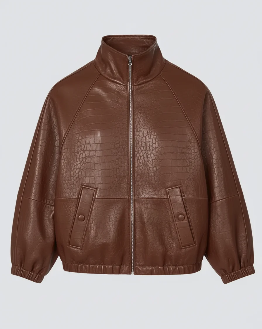 Women's Oversized Brown Leather Jacket