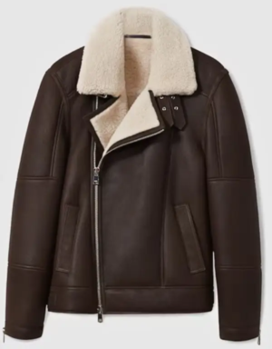Men’s Shearling Lined Leather Aviator Jacket