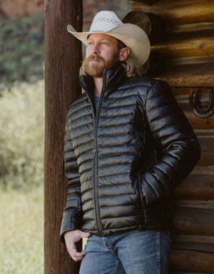 Men’s Black Bridger Leather Down Jacket
