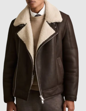 Men’s Shearling Lined Leather Aviator Jacket