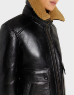 Handmade Women’s Black Lambskin Leather Aviator Jacket