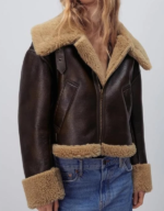 Women’s Black Shearling Handmade Lambskin Leather Jacket