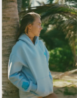 Women's Pink Palm Puff Oversized Hoodie