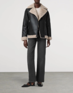 Handmade Women’s Black Sheepskin Shearling Aviator Jacket