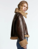 Women’s Black Shearling Handmade Lambskin Leather Jacket