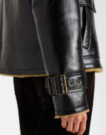 Handmade Women’s Black Lambskin Leather Aviator Jacket