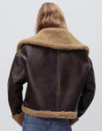 Women’s Black Shearling Handmade Lambskin Leather Jacket