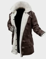 Men’s Brown Real Leather Sherpa Lining Coat
