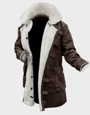 Men’s Brown Real Leather Sherpa Lining Coat