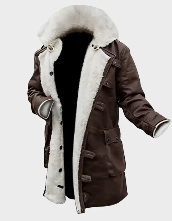 Men’s Brown Real Leather Sherpa Lining Coat