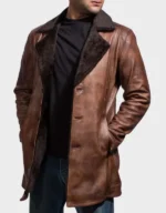 Cinnamon Distressed Leather Fur Coat