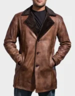 Cinnamon Distressed Leather Fur Coat