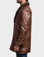 Cinnamon Distressed Leather Fur Coat