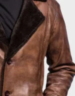 Cinnamon Distressed Leather Fur Coat