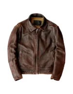 Men's Brown Sheepskin Leather Biker Jacket