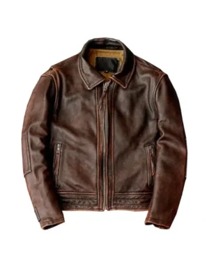 Men's Brown Sheepskin Leather Biker Jacket