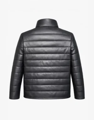 Men’s Black Genuine Sheepskin Leather Quilted Puffer Jacket