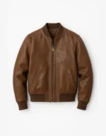 Men’s Brown Genuine Sheepskin Leather Bomber Jacket