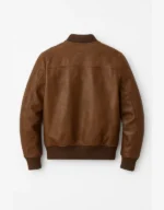 Men’s Brown Genuine Sheepskin Leather Bomber Jacket