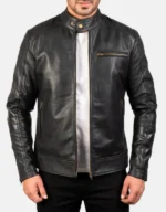 Men’s Black Genuine Cowhide Leather Biker Jacket