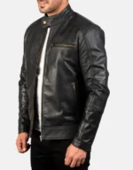 Men’s Black Genuine Cowhide Leather Biker Jacket