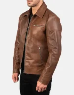 Men’s Brown Genuine Cowhide Leather Biker Jacket