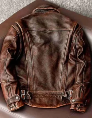 Men's Brown Sheepskin Leather Biker Jacket