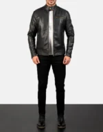 Men’s Black Genuine Cowhide Leather Biker Jacket
