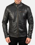 Men’s Black Genuine Cowhide Leather Biker Jacket