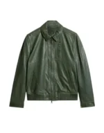 Men’s Green Genuine Sheepskin Leather Bomber Jacket