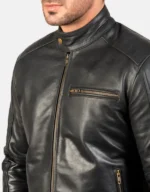Men’s Black Genuine Cowhide Leather Biker Jacket