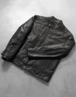 Men’s Black Genuine Cowhide Leather Biker Jacket