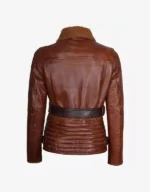 Women’s Brown Genuine Sheepskin Leather Belted Coat