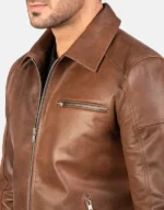Men’s Brown Genuine Cowhide Leather Biker Jacket