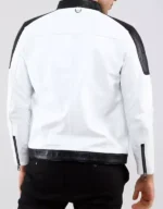 Men’s White Genuine Sheepskin Leather Biker Jacket