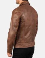 Men’s Brown Genuine Cowhide Leather Biker Jacket