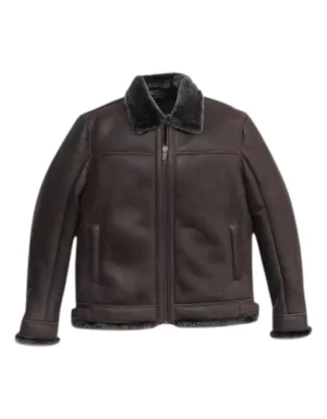 Men’s Brown Genuine Lambskin Shearling Leather Jacket