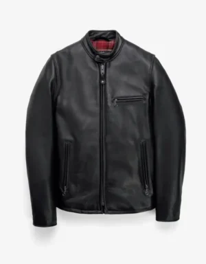 Men’s Brown Genuine Cowhide Leather Café Racer Jacket