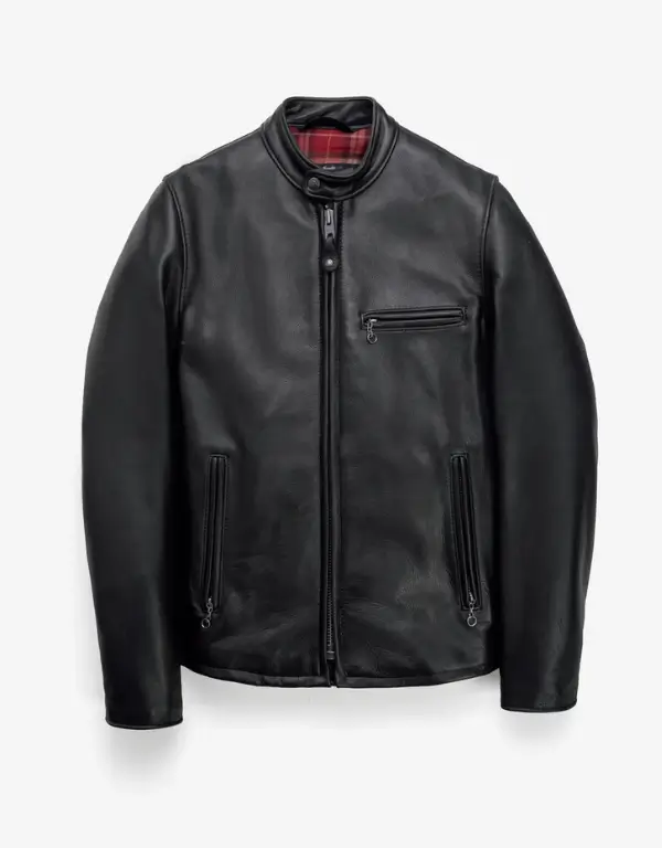 Men’s Brown Genuine Cowhide Leather Café Racer Jacket
