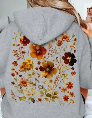 Women’s Sunset Floral Embroidered Full-Zip Hoodie