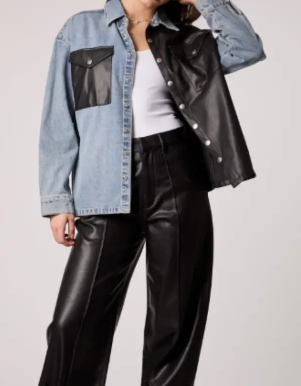 UNreal Leather & Denim Shacket