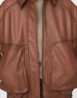 Women's Black Oversized Leather Jacket - back view