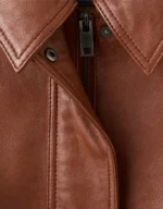 Women's Black Oversized Leather Jacket - detail view