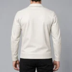 Men's White Spider Web Leather Jacket Back View